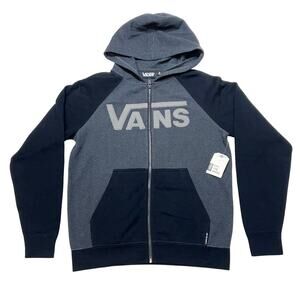 Vans Off The Wall Classic Hoodie Full Zip Youth Medium Blue Sweater Sweatshirt